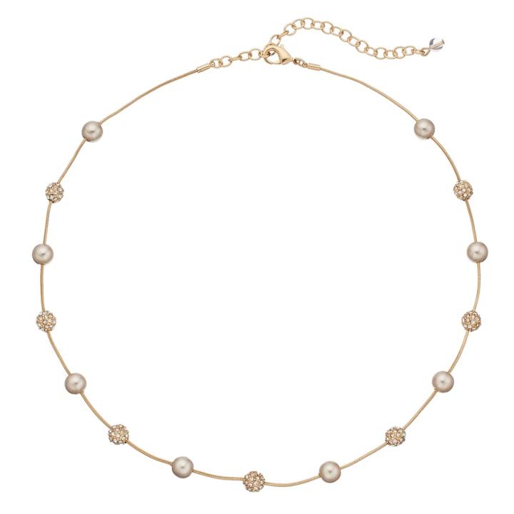 Napier Fireball Simulated Pearl Station Necklace, Women's, Multi