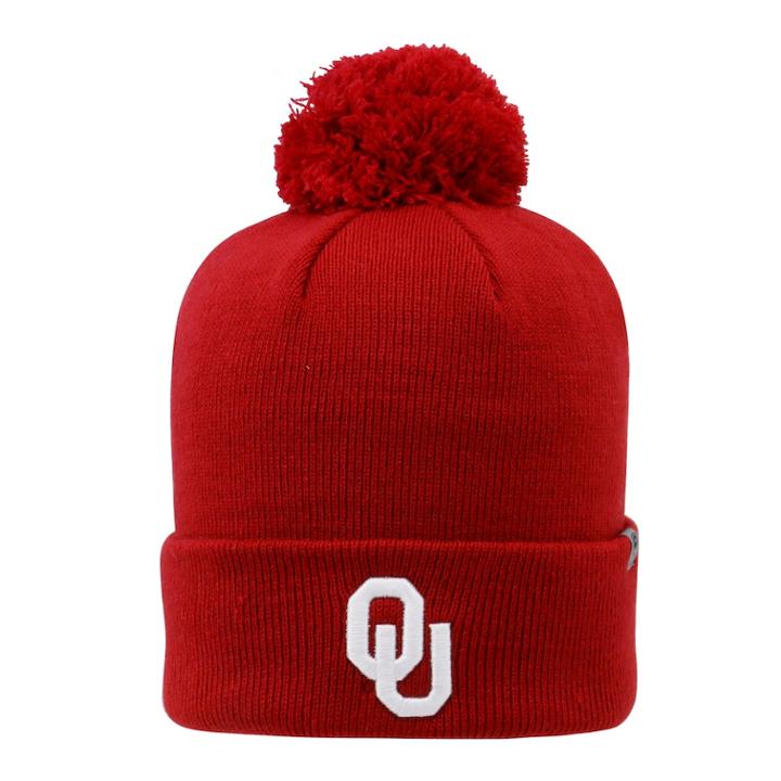 Youth Top Of The World Oklahoma Sooners Pom Beanie, Adult Unisex, Med Red