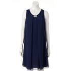 Women's Msk Embellished Chiffon Shift Dress, Size: 8, Blue (navy)