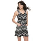 Women's Apt. 9&reg; Chevron Strappy Back Cover-up, Size: Small, Black White Chevron