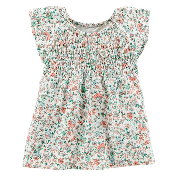 Girls 4-8 Carter's Smocked Floral Top, Size: 6-6x, Multi
