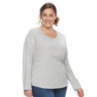 Plus Size Sonoma Goods For Life&trade; Essential V-neck Tee, Women's, Size: 1xl, Med Grey