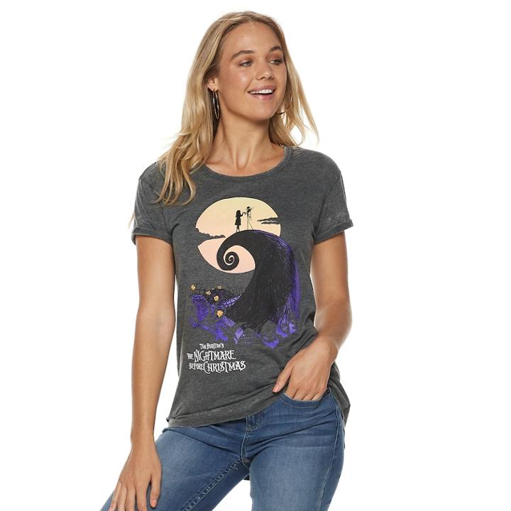 Disney's The Nightmare Before Christmas Juniors' Tee, Teens, Size: Small, Grey