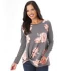 Women's Apt.9&reg; Knit Knot Top, Size: Large, Charcoal Floral