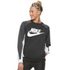 Women's Nike Sportswear Color-block Crewneck Top, Size: Xl, Grey (charcoal)