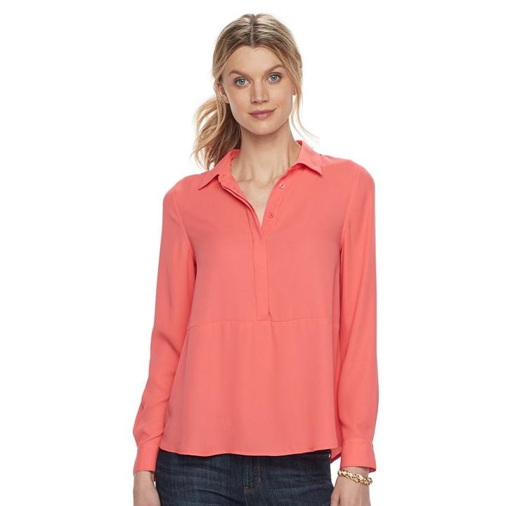 Women's Dana Buchman Button-placket Shirt, Size: Medium, Lt Orange