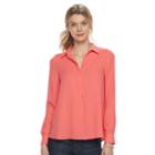 Women's Dana Buchman Button-placket Shirt, Size: Medium, Lt Orange