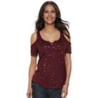 Women's Rock & Republic&reg; Cold-shoulder Tee, Size: Xl, Drk Purple