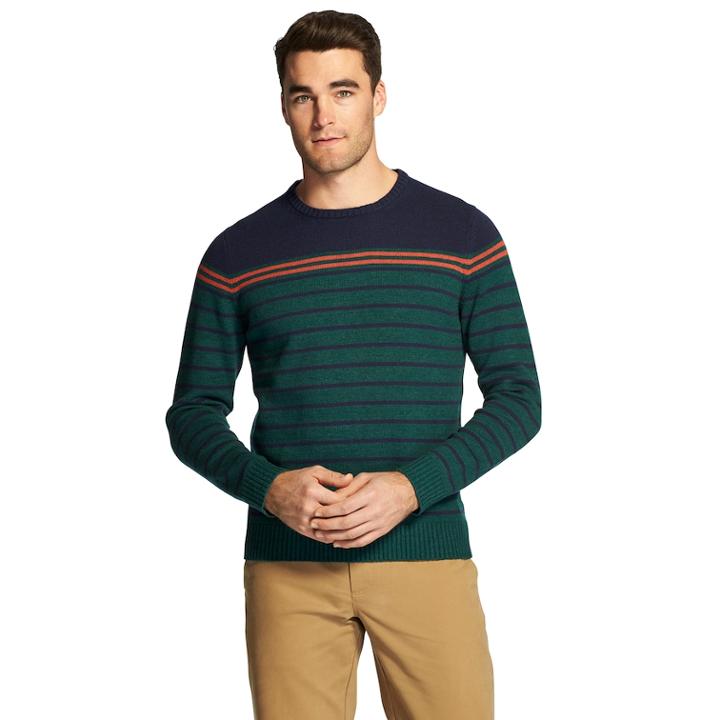 Men's Izod Newport Classic-fit Striped Crewneck Sweater, Size: Small, Brt Green