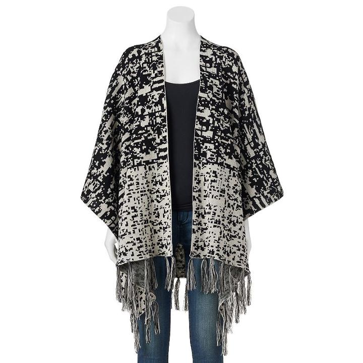 Simply Vera Vera Wang City Ombre Jacquard Ruana, Women's, Black