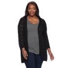 Plus Size Croft & Barrow&reg; Chevron Open-front Cardigan, Women's, Size: 1xl, Black