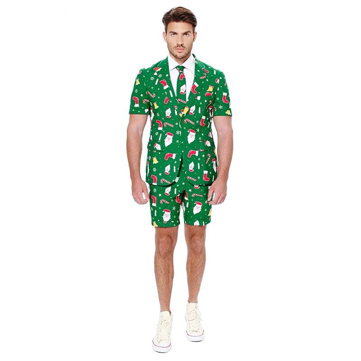 Men's Opposuits Slim-fit Santaboss Suit & Tie Set, Size: 36 - Regular, Dark Green
