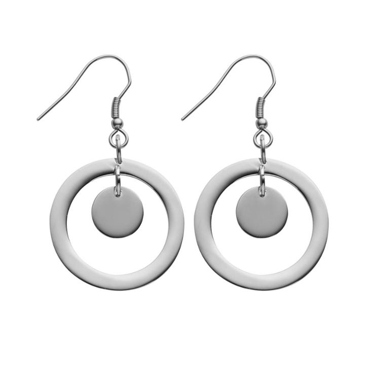 Steel City Stainless Steel Circle Drop Earrings, Women's