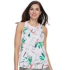 Women's Apt. 9&reg; Zipper Accent Georgette Tank, Size: Large, White