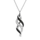 1/10 Carat T.w. Black And White Diamond Sterling Silver Twist Pendant Necklace, Women's, Size: 18, White Oth