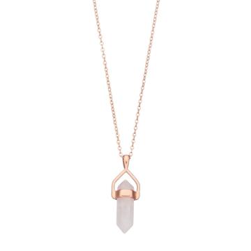 Healing Stone Rose Quartz Pendant Necklace, Women's, Pink