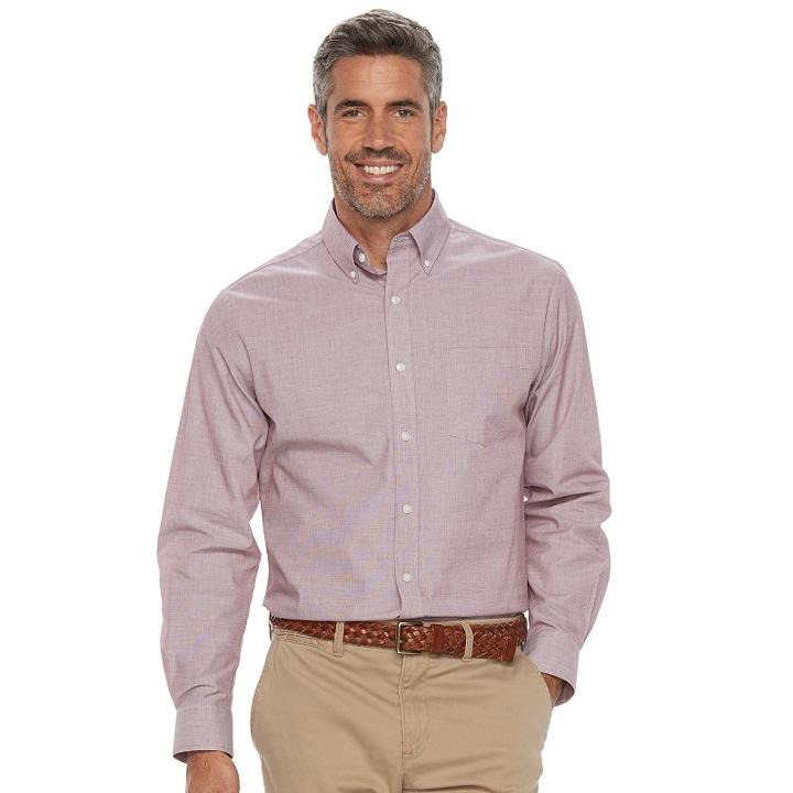 Men's Croft & Barrow&reg; True Comfort Classic-fit Stretch Button-down Shirt, Size: Small, Dark Red