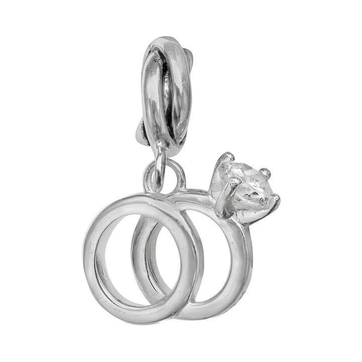 Individuality Beads Sterling Silver Cubic Zirconia Engagement Ring Set Charm, Women's