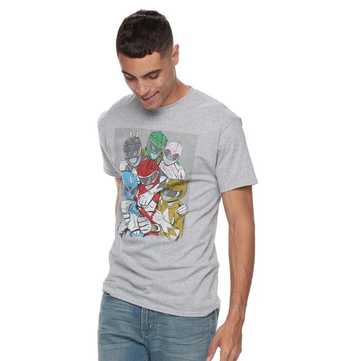 Men's Mighty Morphin' Power Rangers Selfie Tee, Size: Small, Oxford