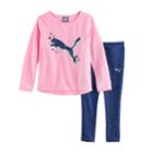 Girls 4-6x Puma Foil Graphic Tee & Print Leggings Set, Size: 6x, Dark Pink