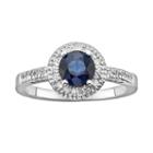 The Regal Collection 14k White Gold Genuine Sapphire And 1/6-ct. T.w. Igl Certified Diamond Frame Ring, Women's, Size: 8, Blue