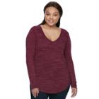 Juniors' Plus Size So&reg; V-neck Long Sleeve Tee, Teens, Size: 3xl, Red