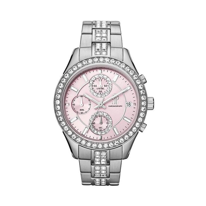 Jennifer Lopez Women's Crystal Stainless Steel Chronograph Watch, Size: Medium, Grey