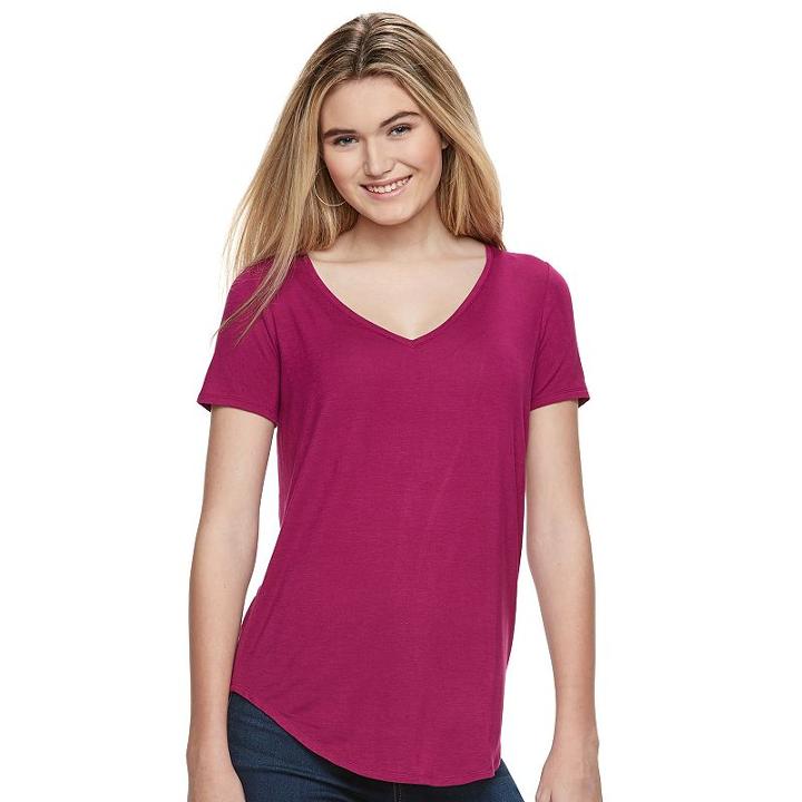 Juniors' Mudd&reg; Short Sleeve V-neck Tee, Girl's, Size: Xs, Pink