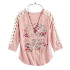Girls 7-16 Knitworks Crochet Lattice Top With Necklace, Size: Small, Light Pink