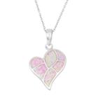 Sterling Silver Lab-created Pink Opal Heart Pendant Necklace, Women's, Size: 18