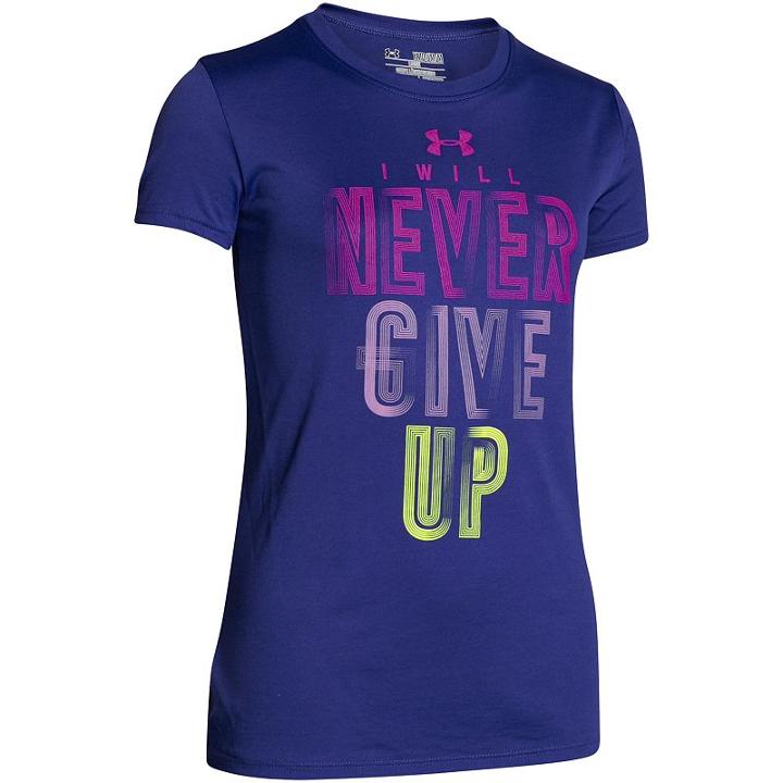 Girls 7-16 Under Armour I Will Never Give Up Short Sleeve Tee, Girl's, Size: Large, Red Overfl
