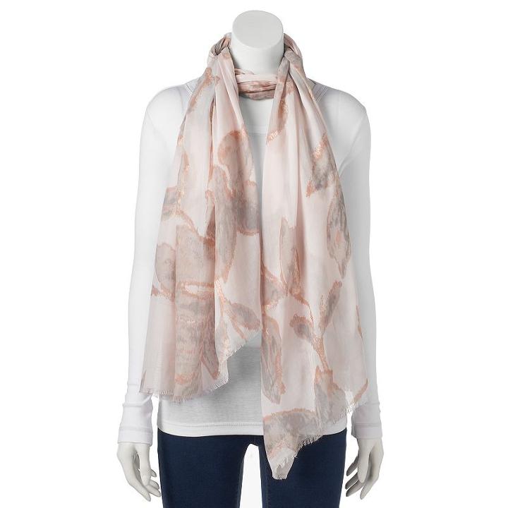 Lc Lauren Conrad Foil Floral Wrap Scarf, Women's, Blush