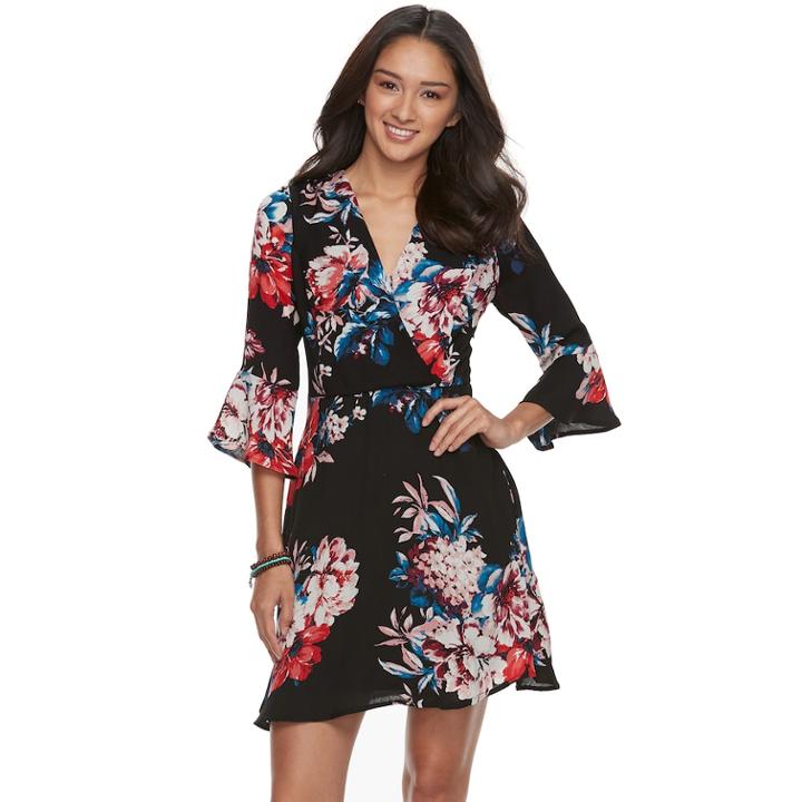 Juniors' Lily Rose Floral Faux-wrap Dress, Teens, Size: Large, Oxford