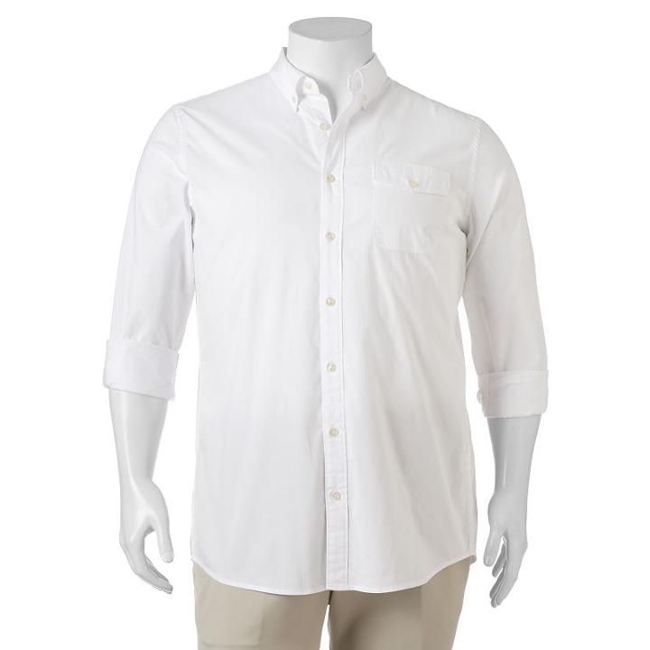 Big & Tall Sonoma Goods For Life&trade; Flexwear Modern-fit Poplin Button-down Shirt, Men's, Size: L Tall, White