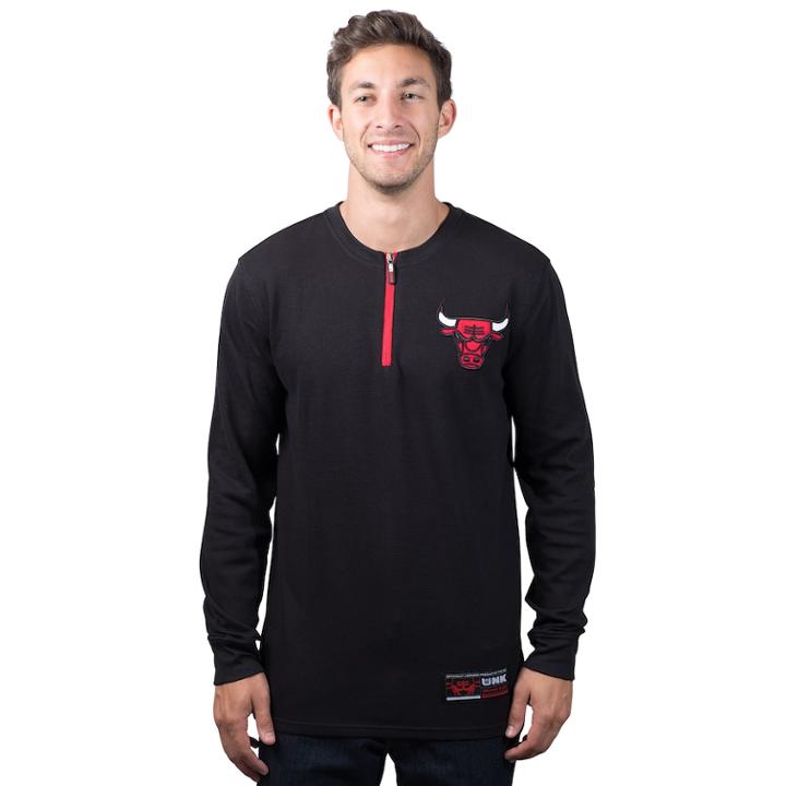 Men's Chicago Bulls 1/4-zip Thermal Tee, Size: Medium, Black