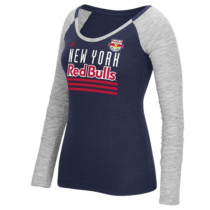 Women's Adidas New York Red Bulls Stack Striped Tee, Size: Large, Blue (navy)