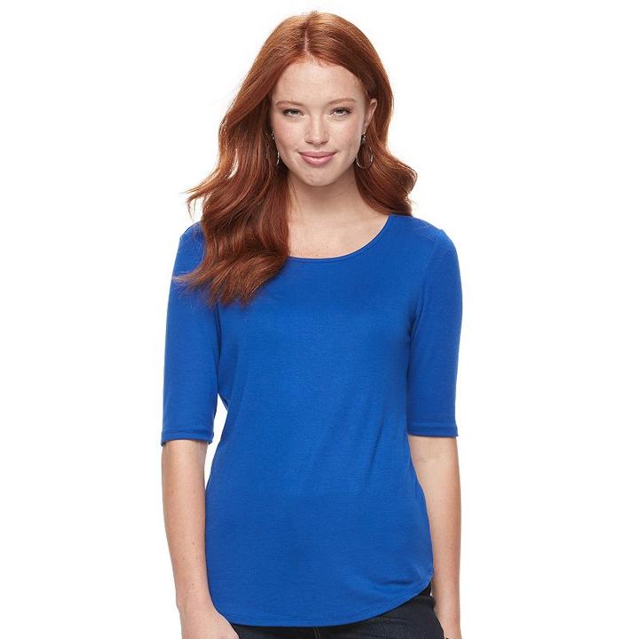 Women's Apt. 9&reg; Essential Scoopneck Tee, Size: Medium, Blue