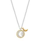Silver Expressions By Larocks Two Tone Crystal Moon & Disc Pendant, Women's, Grey