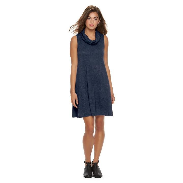 Juniors' Almost Famous Cowlneck Hatchi Swing Dress, Girl's, Size: Xl, Blue (navy)