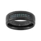 1/6 Carat T.w. Blue Diamond Black Ion-plated Stainless Steel Wedding Band - Men, Size: 9.50