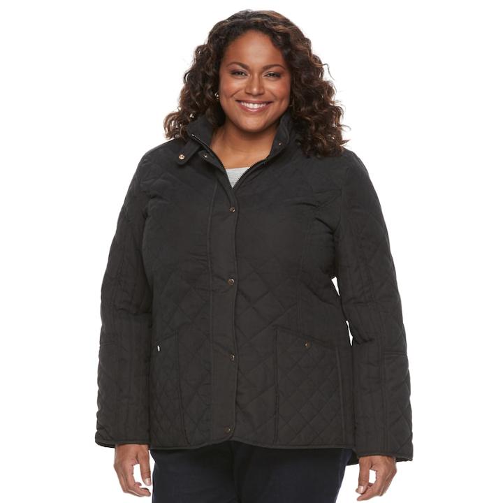 Plus Size Kc Collections Diamond Quilted Jacket, Women's, Size: 2xl, Black