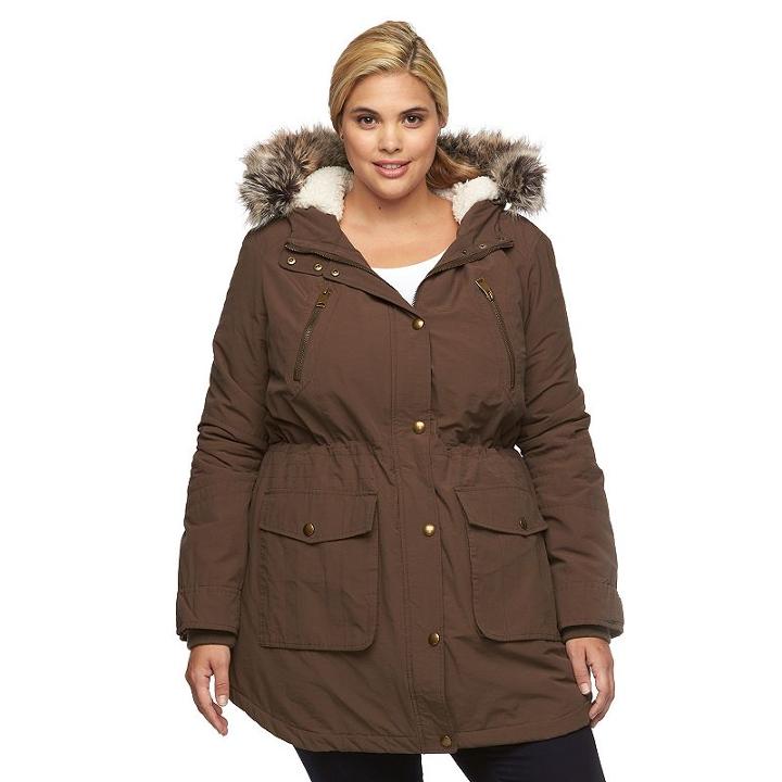 Plus Size Apt. 9&reg; Hooded Faux-fur Anorak Parka, Women's, Size: 1xl, Med Brown