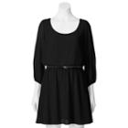 Juniors' Heartsoul Belted Peasant Dress, Kids Unisex, Size: Xl, Black