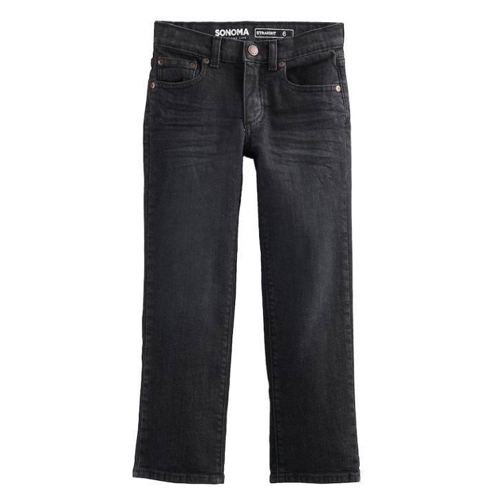 Boys 4-12 Sonoma Goods For Life&trade; Black Straight Jeans In Regular, Slim & Husky, Size: 6 Husky