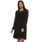 Women's Apt. 9&reg; Lace Yoke A-line Dress, Size: Large, Black