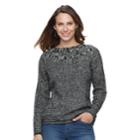 Women's Croft & Barrow&reg; Cable-knit Boatneck Sweater, Size: Large, Black