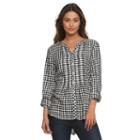 Women's Croft & Barrow&reg; Plaid Roll-tab Tunic, Size: Xxl, Black