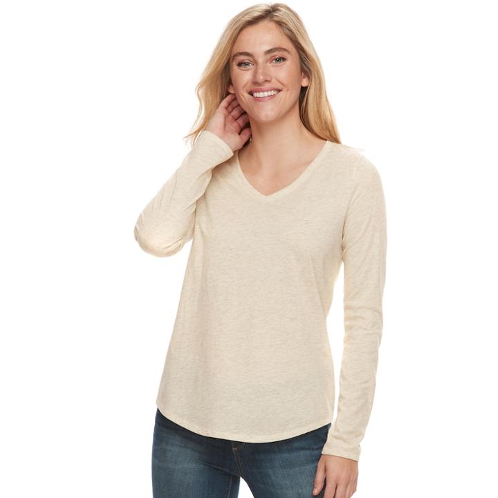 Women's Sonoma Goods For Life&trade; Essential V-neck Tee, Size: Medium, Lt Beige