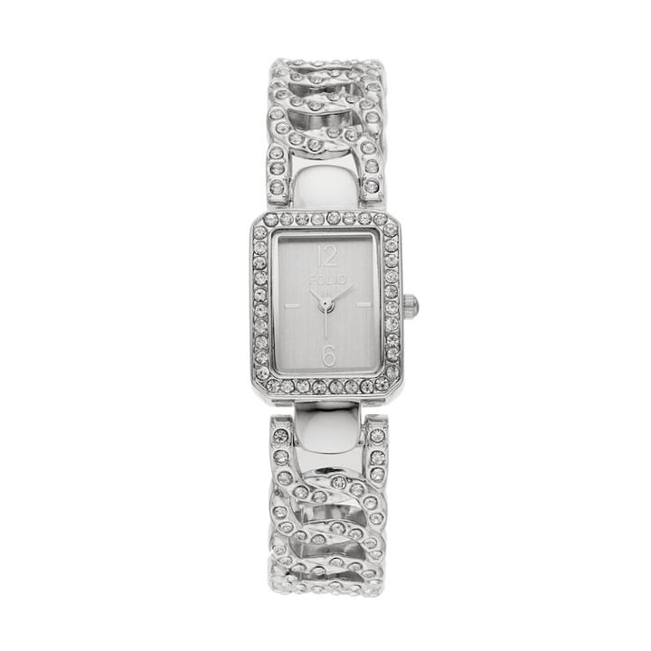 Folio Women's Crystal Cutout Link Bangle Watch, Size: Small, Grey