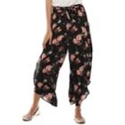 Juniors' American Rag High-waisted Belted Floral Soft Pants, Teens, Size: Small, Black